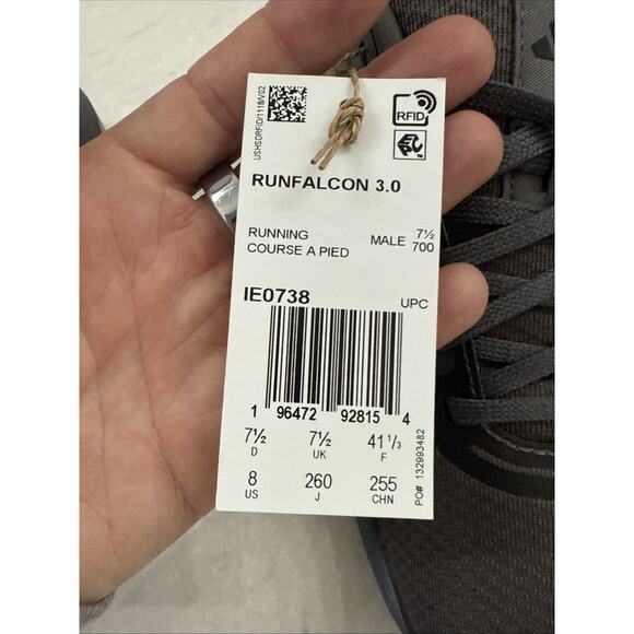 Adidas Sneakers Runfalcon 3.0 Gray Comfort Tennis Shoes Active Mens Size 8 New main image 4